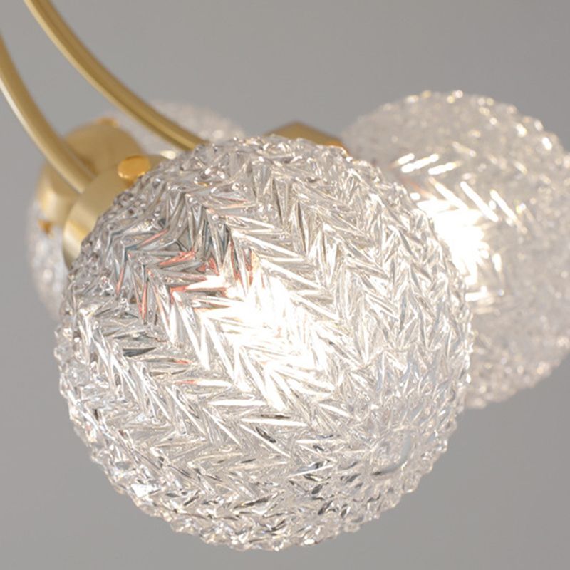 Glass Sputnik Semi Flush Mount Fixture Modern Flush Light Fixture in Gold