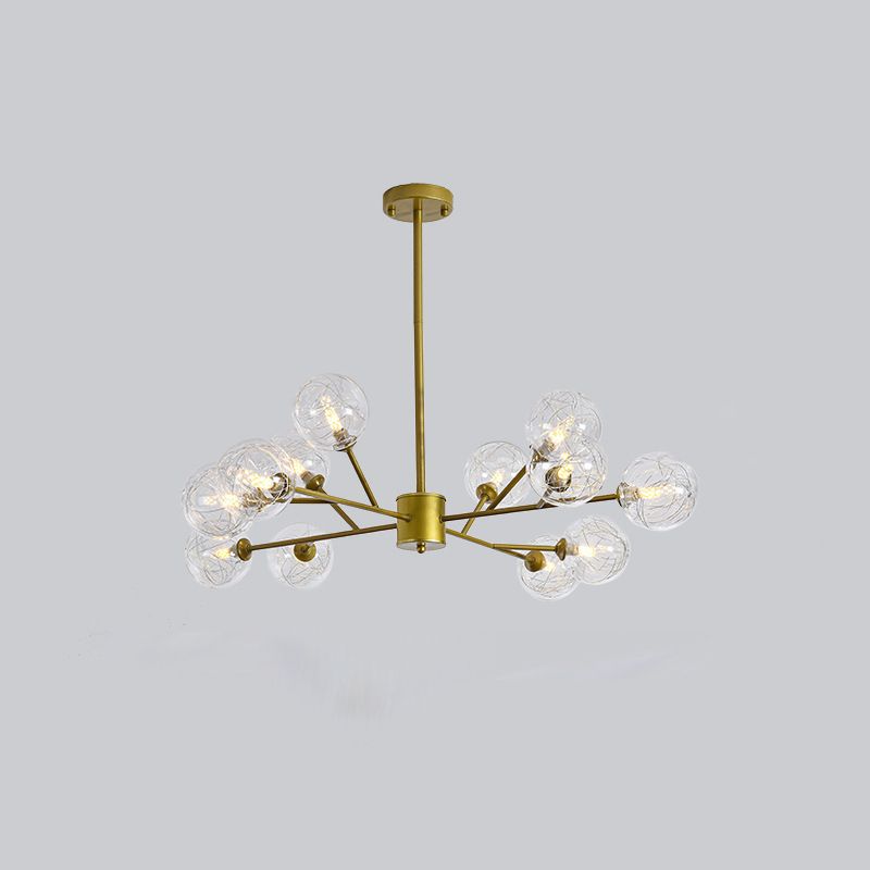 Fireflies Style Chandelier Lamp Globe Glass Shade Modern Style Metal Suspended Lamp