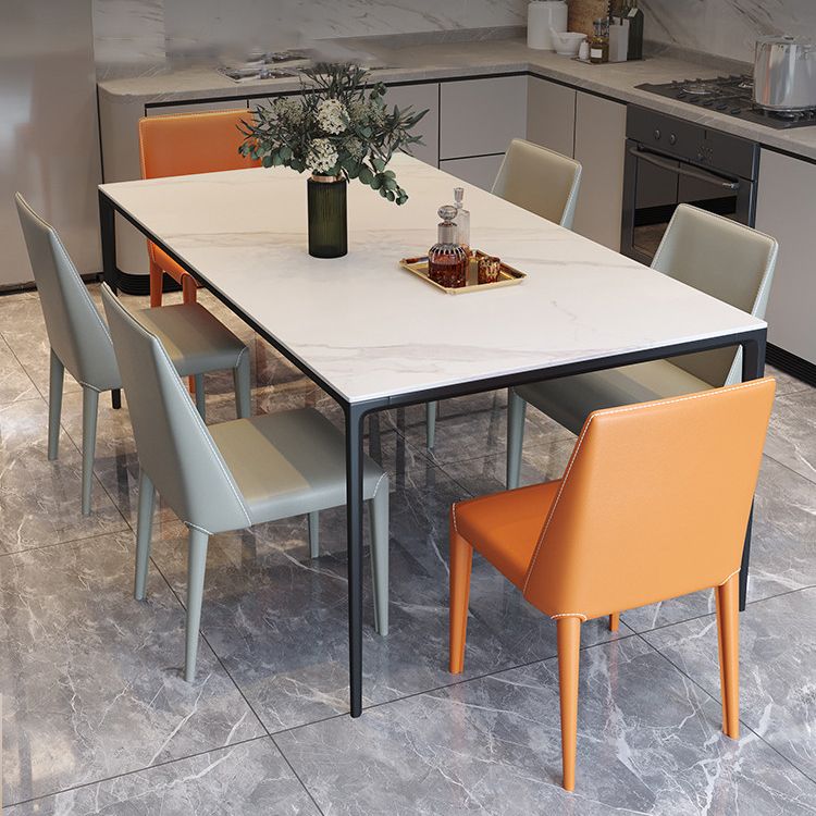 Minimalist Sintered Stone Standard Dining Table Rectangle Kitchen Dining Table with 4 Legs Base