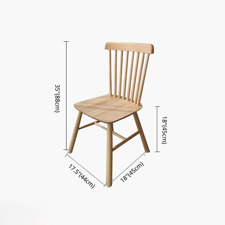 Chaises de salle à manger sans bras de style rustique, chaise latérale à dossier à lattes en hêtre avec pieds en bois