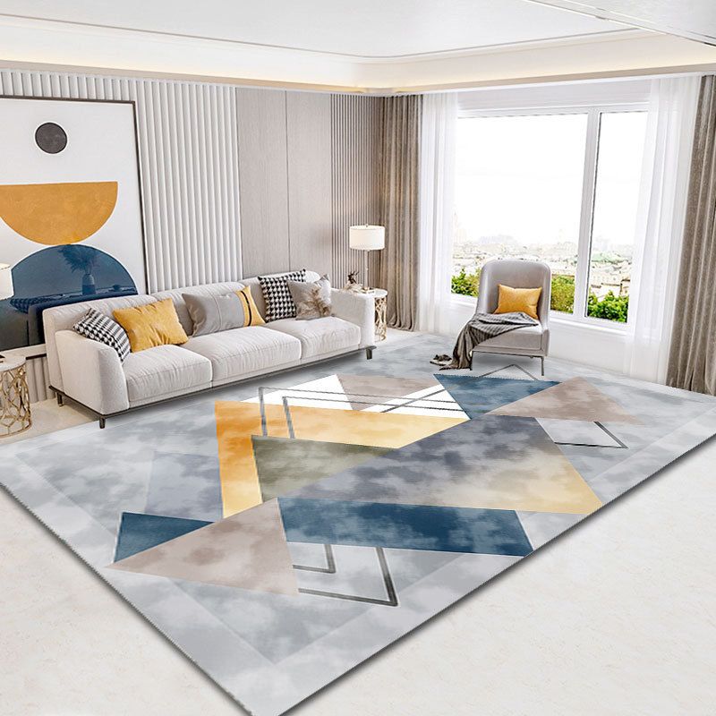 Metal Lines Carpet Polyester Modern Carpet Non-Slip Backing Carpet for Living Room