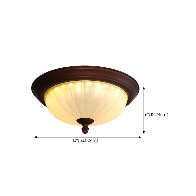 American Style Ceiling Light Dome Shape Ceiling Lamp with Glass Shade for Bedroom