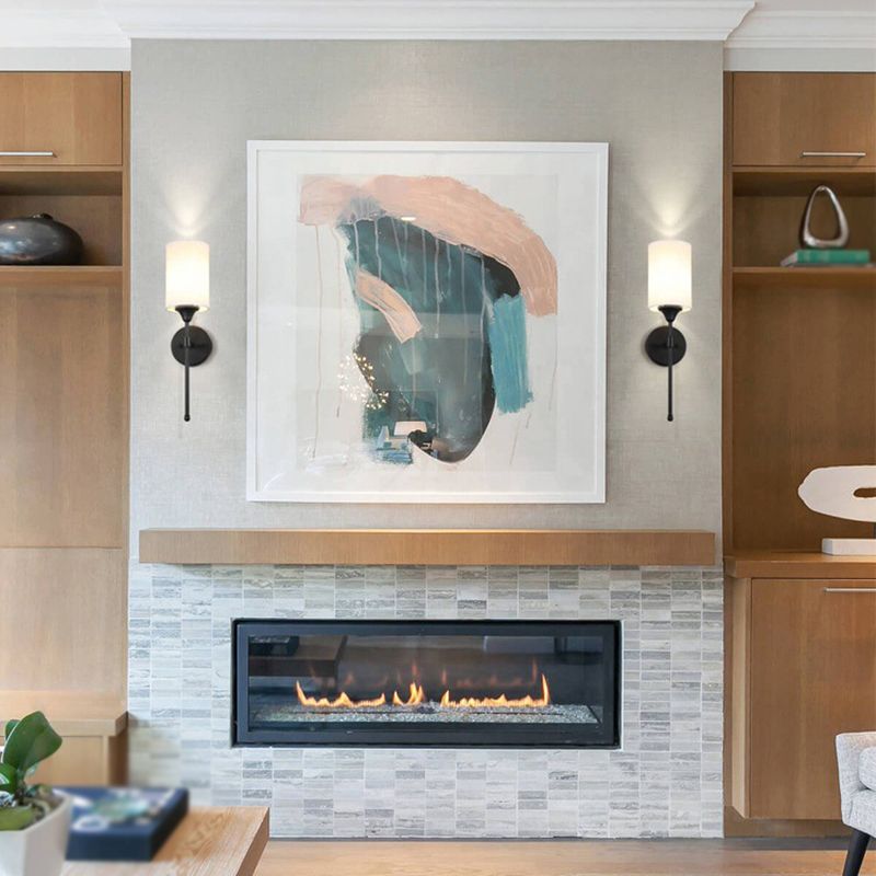 Simple Geometric Wall Lamps Fabric Wall Light Fixtures for Bedroom