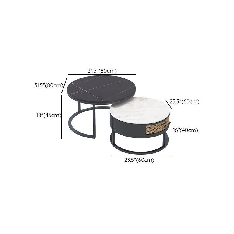 Frame 2 Nesting Coffee Table Set Modern Slate Cocktail Table with Drawer