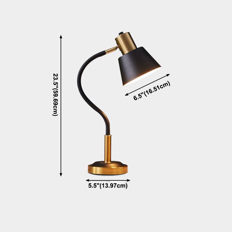 Cône 1 lampe de table légère du milieu du siècle des lampes de table de nuit en métal moderne en noir