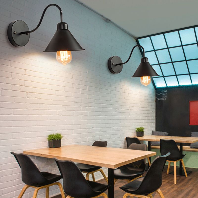 Schwarzer Dom Schattenbad Leuchte Industriemetall 1-Licht-Wandmontageleuchte