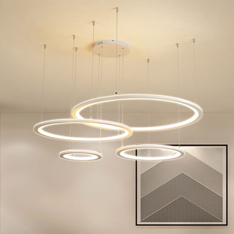 Lumo circolare bianco/grigio illuminazione modernista 3/4 luci a led acrilica a pendente a sospensione in luce in luce bianca/calda