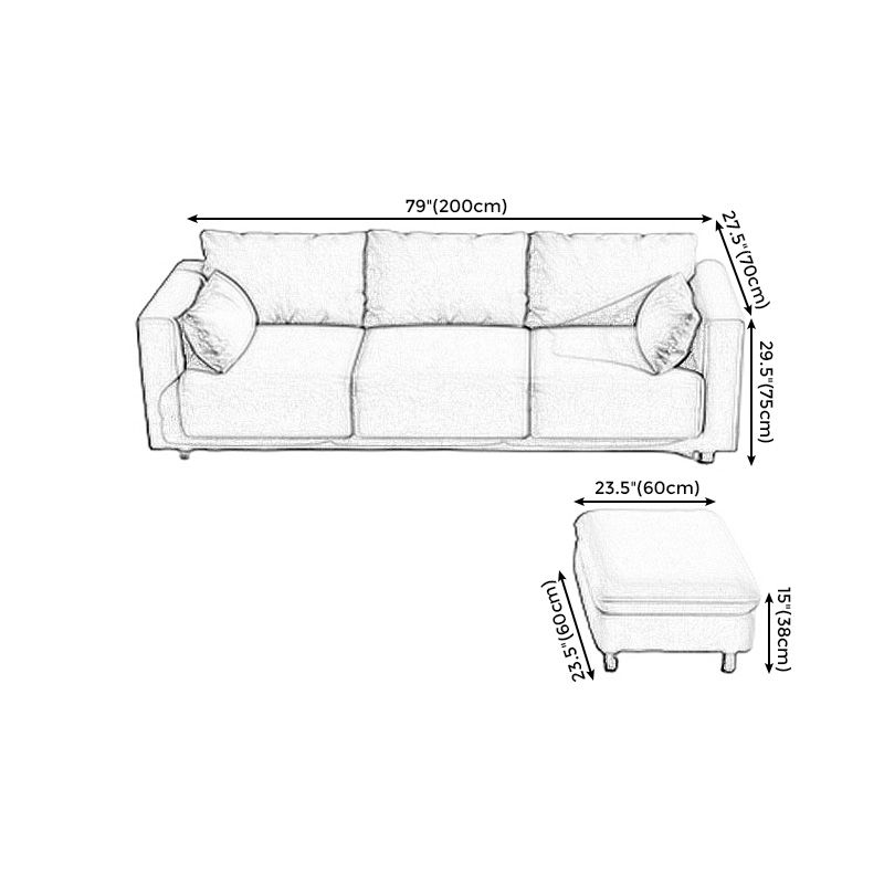 Scandinavian Removable Cushions Square Arm Sofa/Sectional  for Living Room