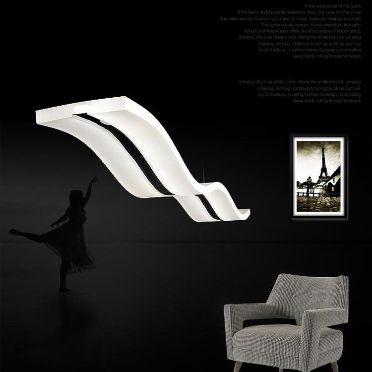 Acrylic White LED Island Light in Modern Concise Style Iron Waveform Pendant Light for Dining Room