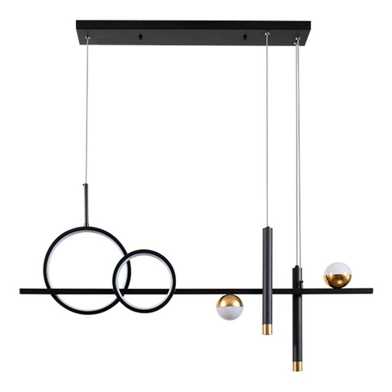 Nordic Metal Island Light Black Geométrico LED Island Pendiente para comedor