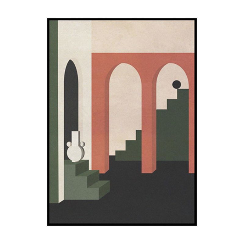 Toile d'art moderne nature morte, peinture d'architecture aux couleurs douces, décor mural pour la maison
