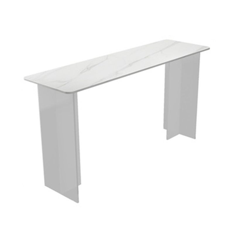 Sintered Stone Double Pedestal Rectangle Bar Table for Kitchen Dining Room