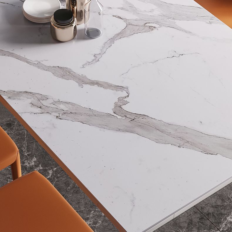 Minimalist Style Dining Room Set Sintered Stone Top Dinette Set with Metal 4 Legs Base