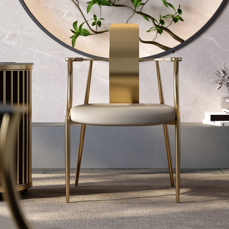 Glam Armrest Backrest Cushion Chair with Metal Legs for Living Room