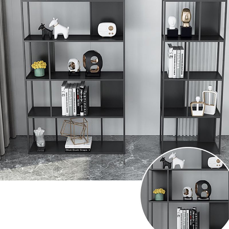 Contemporary Vertical Metal Bookshelf Open Back Bookcase with Shelves