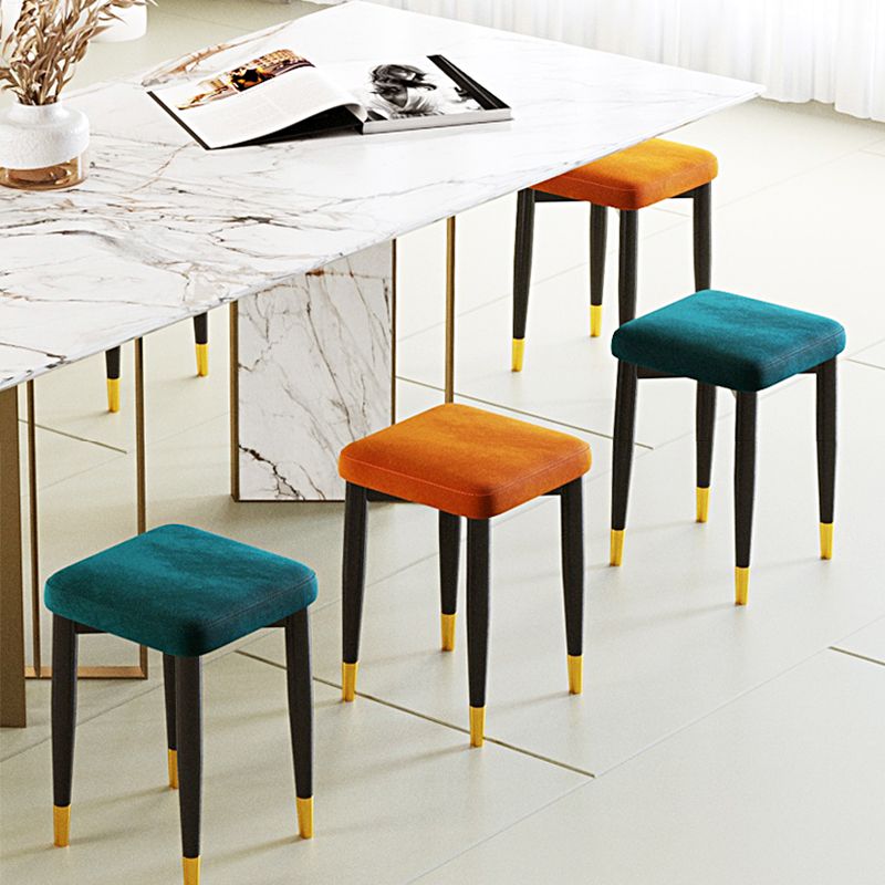 Contemporary Tear Resistant Ottaman Square Orange Velvet Standard