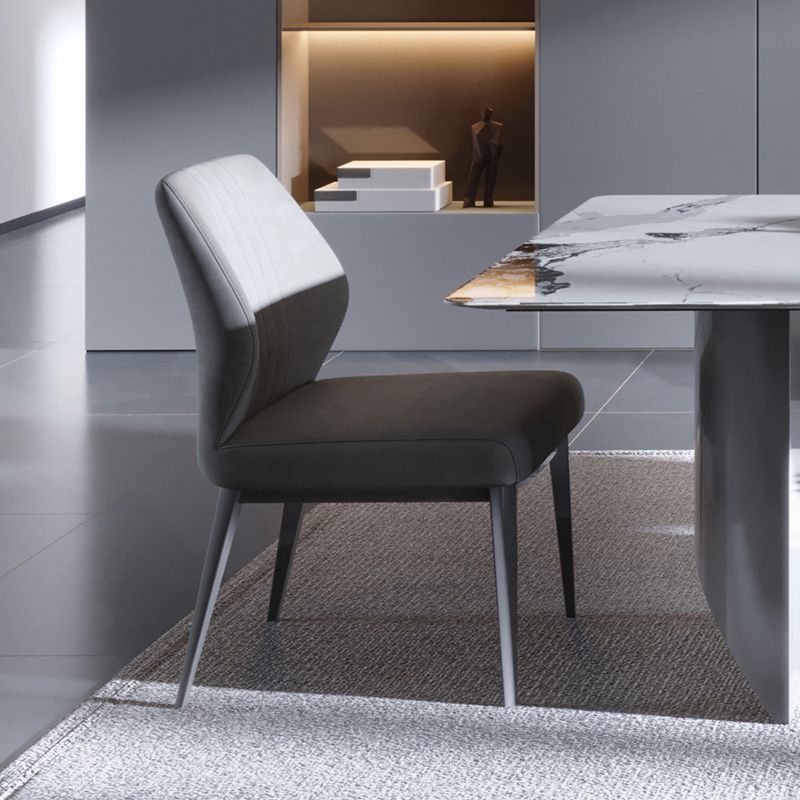 Faux Leather Dining Chairs Nordic Style Parsons Chair for Dining Room