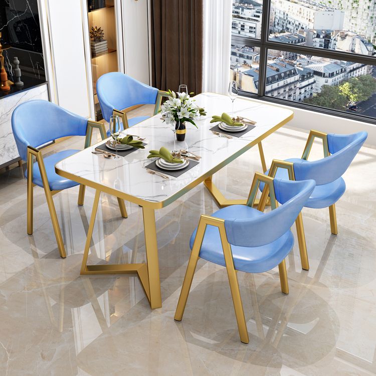 Nordic Traditional Height Sintered Stone Dining Table Rectangle Dining Room Set For Home