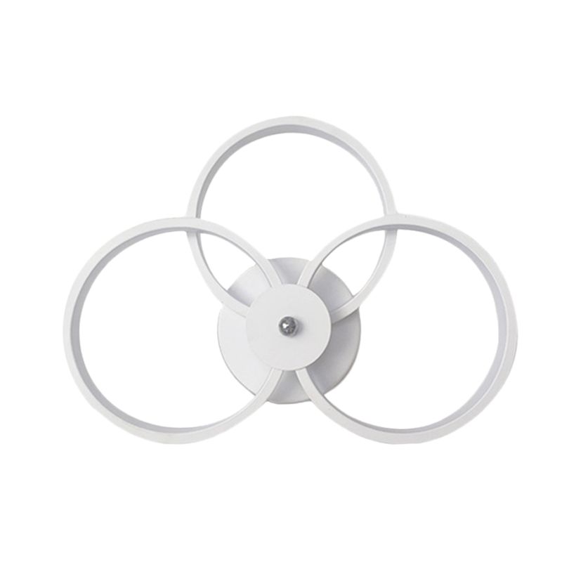 White Finish 3-Ring Sconce Light Fixture Minimalist LED Acrylic Wall Mounted Lamp in Warm/White Light
