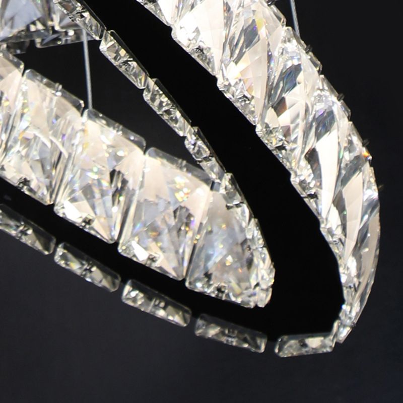 2-Tier Circular Carousel LED Pendant Lamp Modern Minimalist Prismatic Crystal Living Room Hanging Ceiling Light