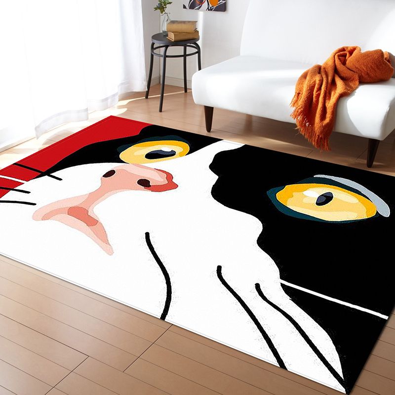 Black Modern Carpet Polyester Elephant Carpet Washable Carpet for Living Room