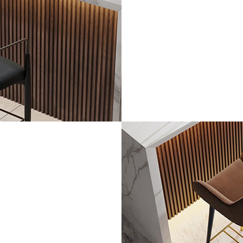 White Marble Rectangle Counter Table Glam Indoor Bar Dining Table