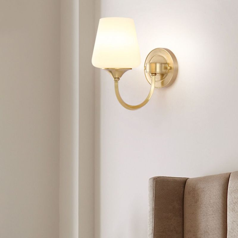 Modern Copper Wall Mount Lamp 1-Light with Glass Shade for Living Room