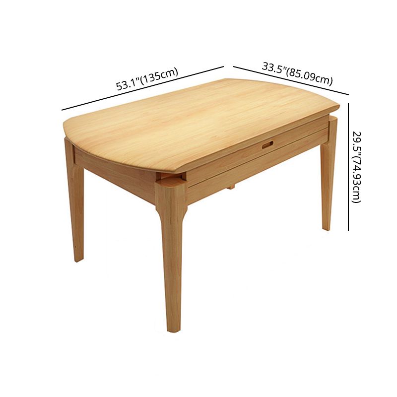 Minimalist Solid Wood Dining Room Set with Round Top and 4 Legs Base Formal Table Set