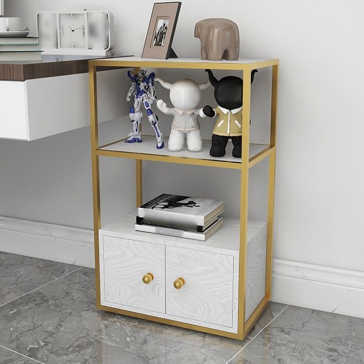 Glam Style Open Bookshelf Etagere Shelf Bookcase with Cabinet for Home