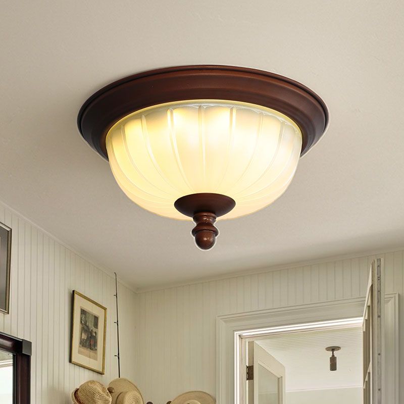 American Style Ceiling Light Dome Shape Ceiling Lamp with Glass Shade for Bedroom