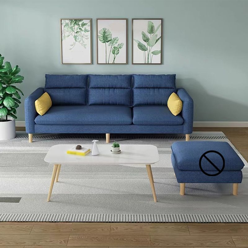 3/4 Seater 27.5"H Linen Solid Color Square Arm Sofa for Living Room