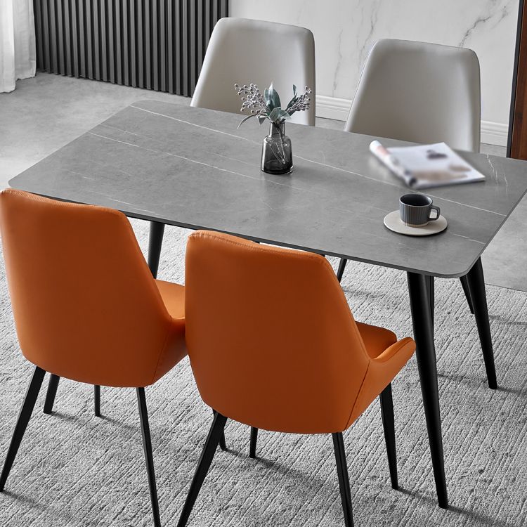 Sillas de comedor de cuero contemporáneas, sillón tapizado con patas de metal para restaurante