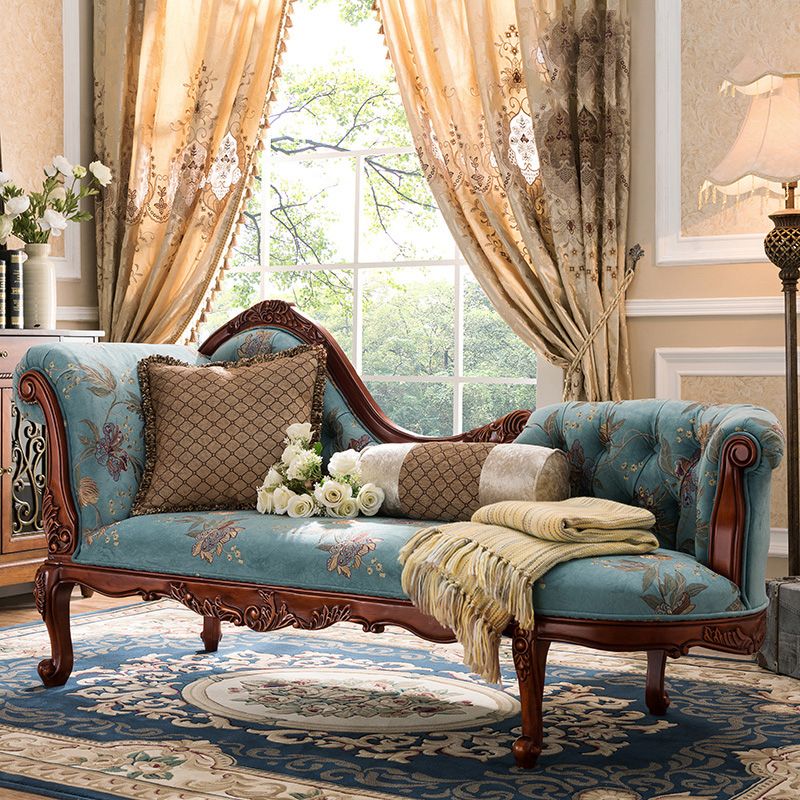 Traditional Cotton Blend Floor Chair with Rolled Arms Oversized Chaise Lounge