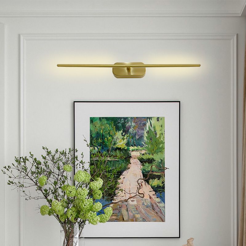 Metal Straight Shape Wall Light Modern LED Wall Sconce in Gold for Living Room