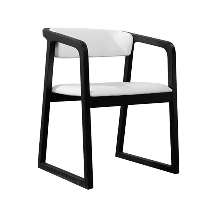 Black Legs Solid Wood and Faux Leather Dining Accent Chair for Home