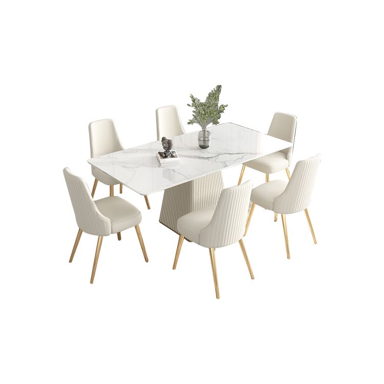 Modern 1/4/5/6/7 Pieces Dining Room Table Rectangle Stone Furniture in White