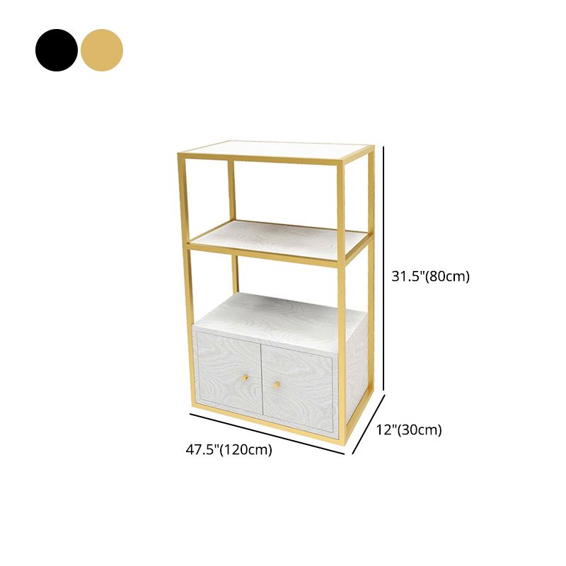 Glam Style Open Bookshelf Etagere Shelf Bookcase with Cabinet for Home