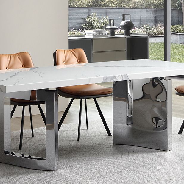 Modern 1/4/5/7 Pieces Dining Chairs Set Rectangle Stone Furniture in White