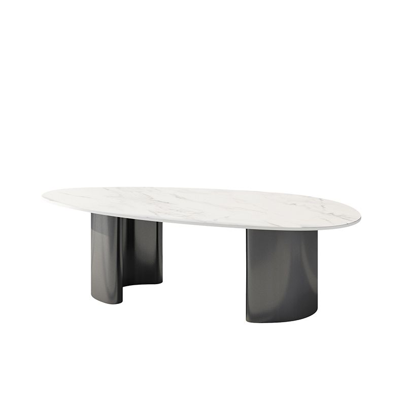 15"H Glam Coffee Table Slate Single White Coffee Cocktail Table