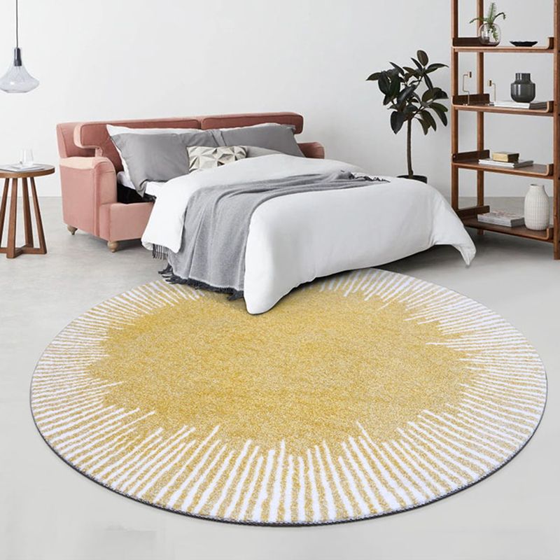 Yellow Contemporary Rug Polypropylene Abstract Printed Area Rug Anti-Slip Backing Washable Area Carpet for Bedroom