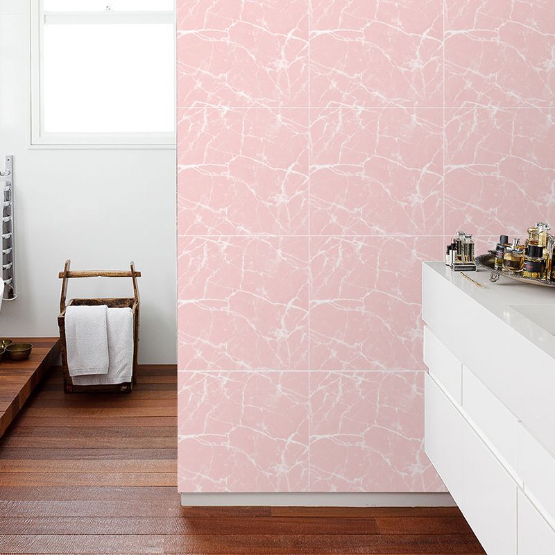 Pink Marble Look Wallpaper Panels Peel and Paste Modernist Bedroom Wall Covering