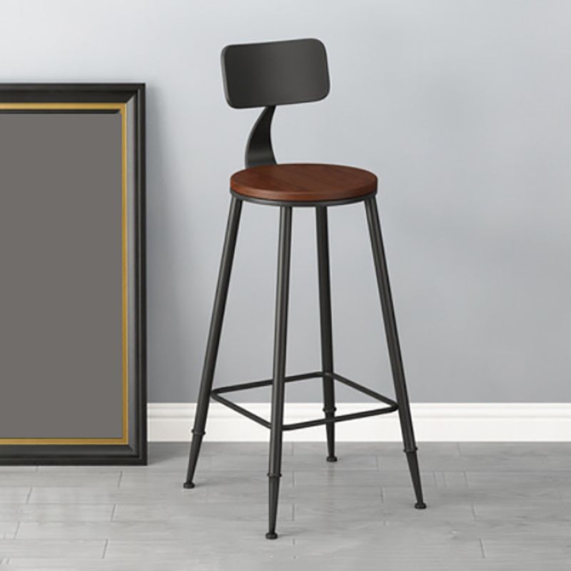 Modern Armless Backrest Counter Stool Iron Bar Stool with Seat and Pedal for Bar