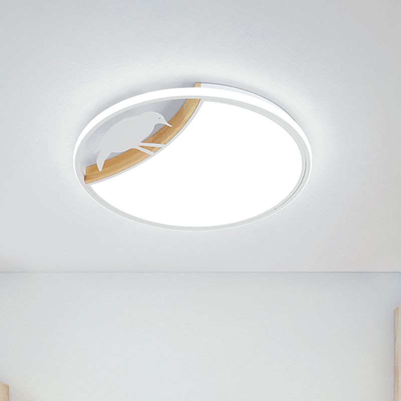 Wit/grijs/groene ronde spoeling licht armatuur Noordse LED Acryl -spoeling gemonteerde lamp met vogel deco