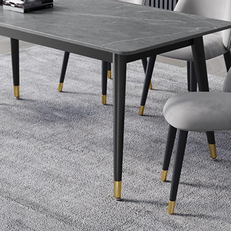 Black Metal 4 Legs Dining Room Table Traditional Luxury Rectangle Dining Table