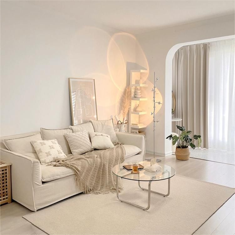 Contemporary Round Glass Top Cocktail Table with Sled Steel Base