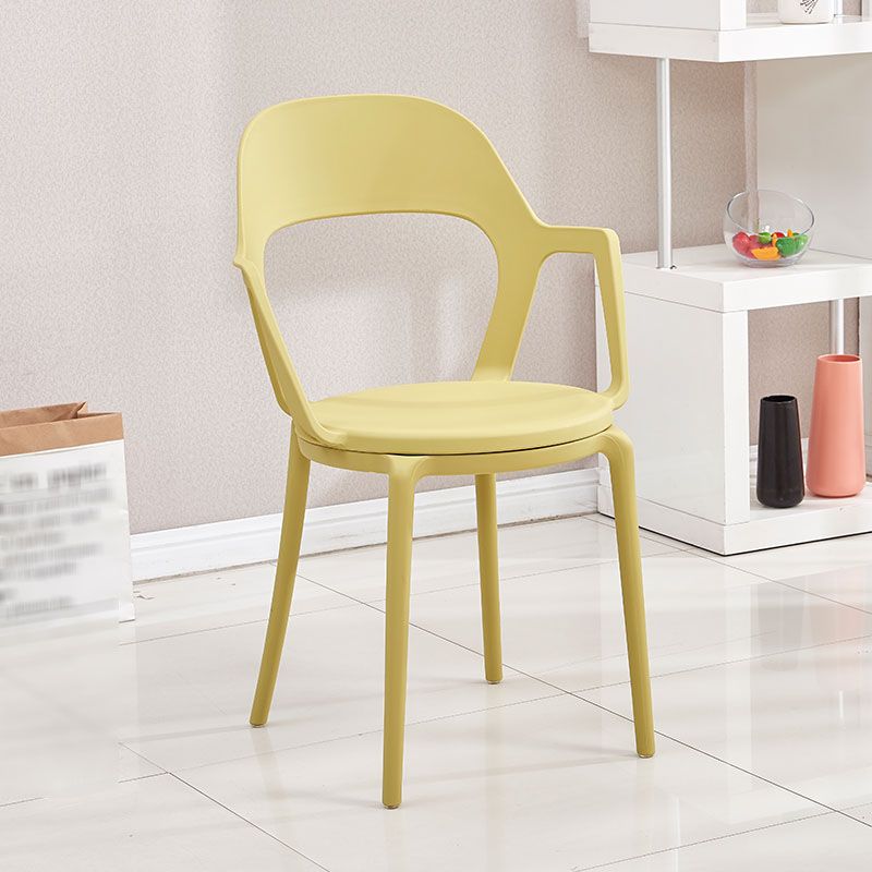 Contemporary Kitchen Chair Dining Arm Side Chair with Plastic Legs