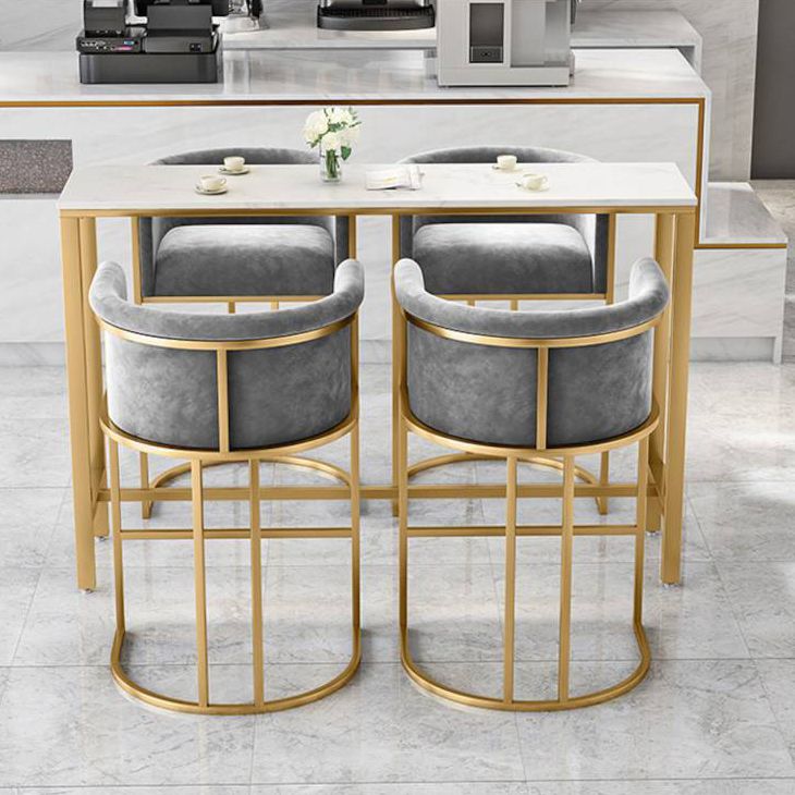 Round Stone Bistro Set 1/2/3/5 Pieces Glam Gold Base Table and Stools