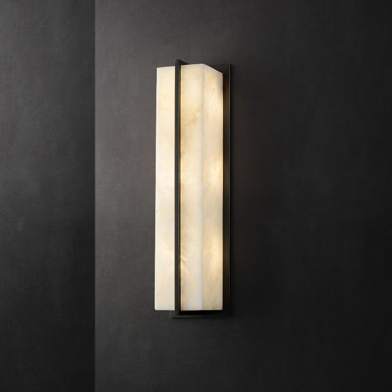 Modern Wall Lamp Square Shape Wall Mount Lamp with Stone Shade for Bedroom