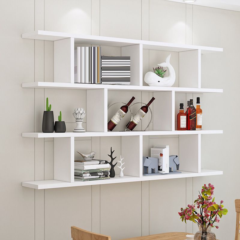 Contemporary Engineered Wood Bookcase Wall Mounted Book Shelf for Office