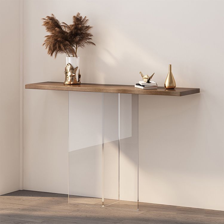 Solid Wood Rectangle Accent Table 31.5-inch Tall End Table with Acrylic Leg